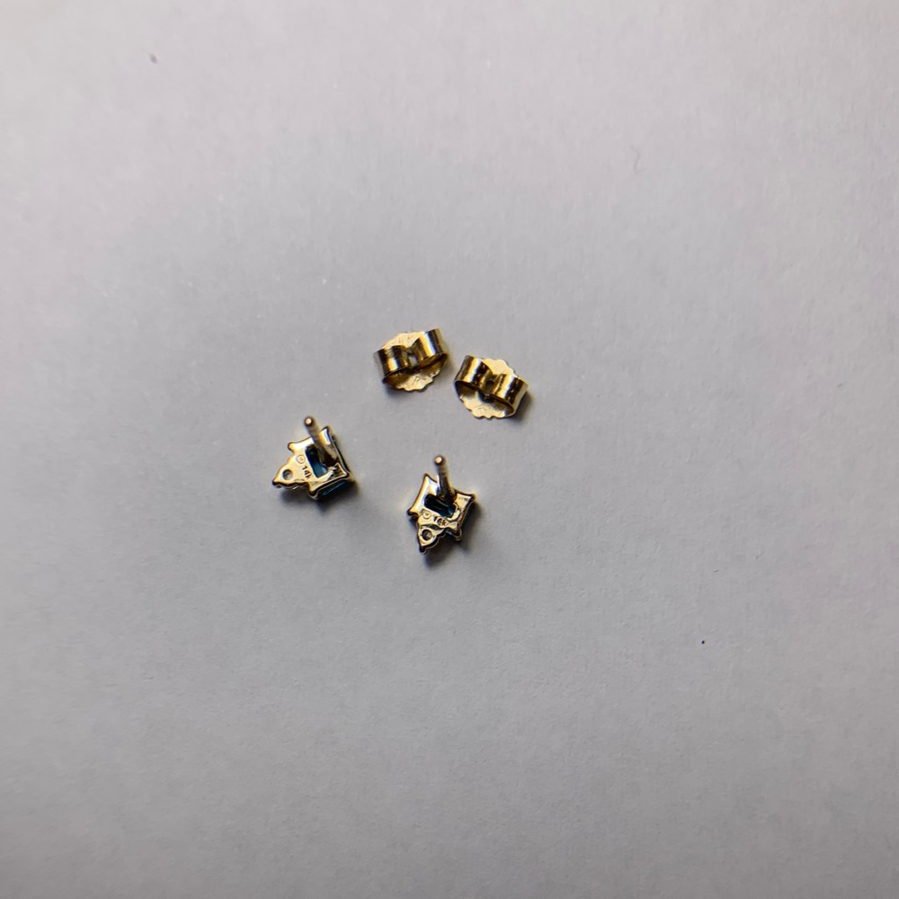 Mejuri Blue Topaz Duo Studs London Blue Topaz, Discontinued by Mejuri - Picture 5 of 6